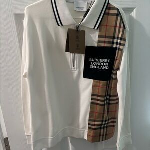 Burberry Boys 8Y White and Tan Checkered Shirt